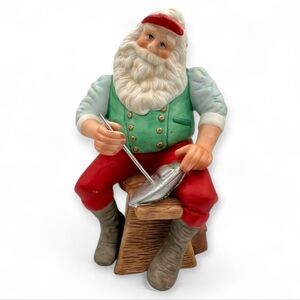 Hallmark Hand Painted Vintage Porcelain Santa Toymaker Sailboat Made‎ In Taiwan